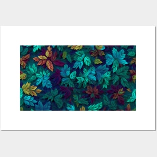 Aqua Turquoise Foliage Leafy Leaves Posters and Art